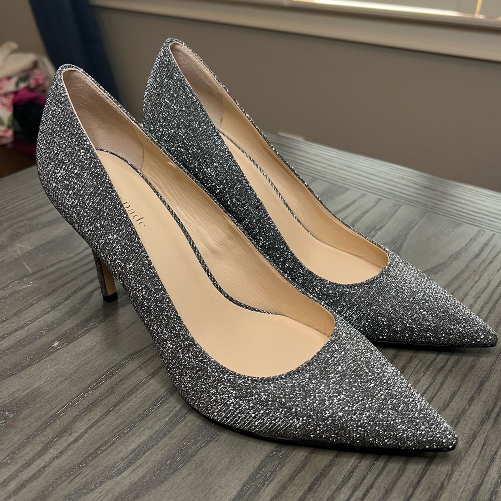 Kate Spade Vivian Hill Size 8.5 in Smoke Gray :GORGEOUS & SPARKLING!!!